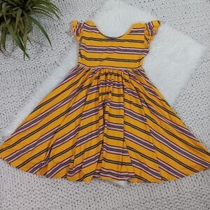 Dot Dot Smile Girls Yellow Sassy Stripes Empire Twirl Dress, Size 5/6